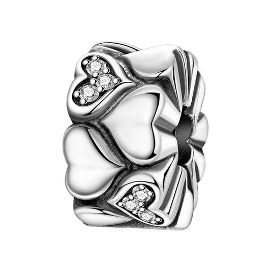 Ασημένιο 925 Charm Καρδιές με Zircon (C1379)