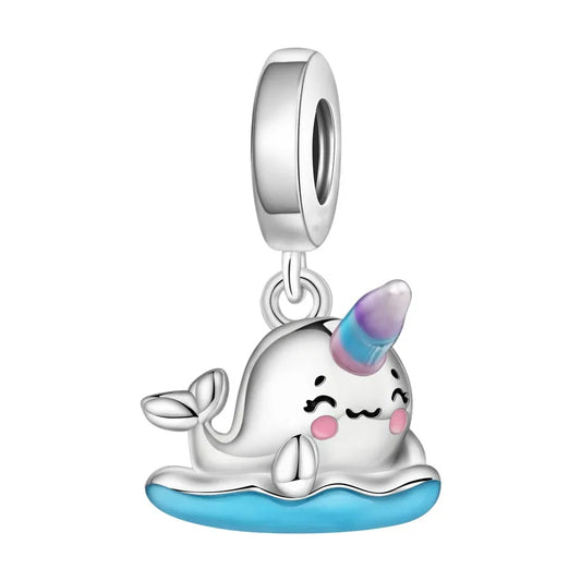 Ασημένιο 925 Charm Φαλαινάκι Μονόκερος (C1380)