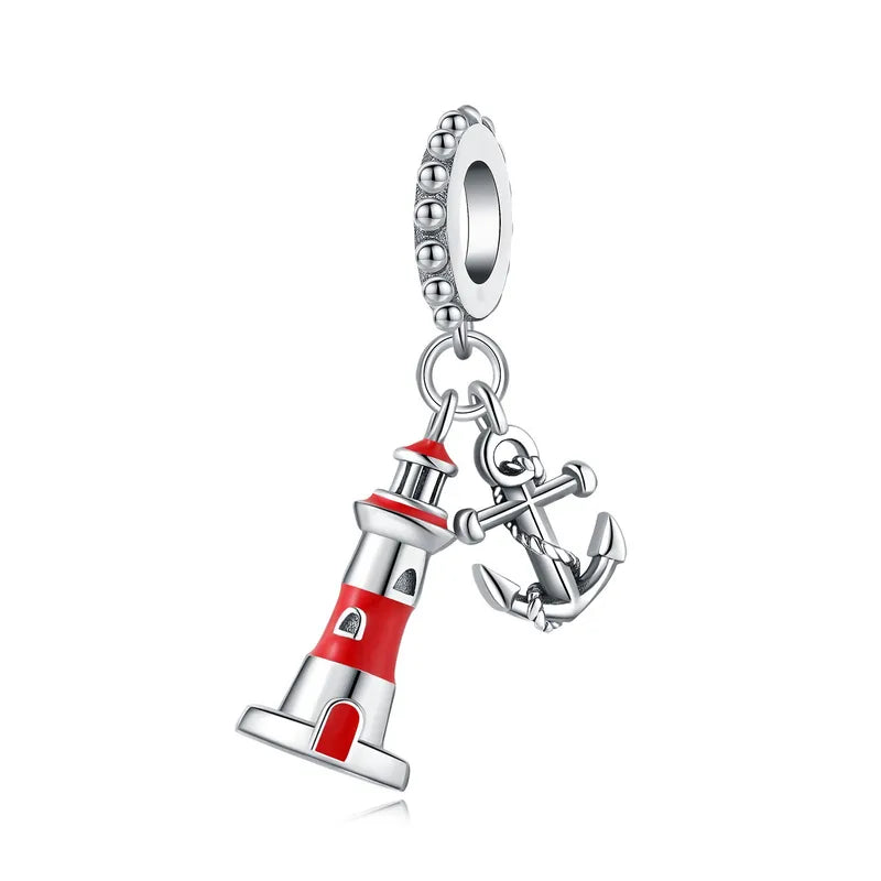 Ασημένιο 925 Charm Φάρος & Άγκυρα (C1385)