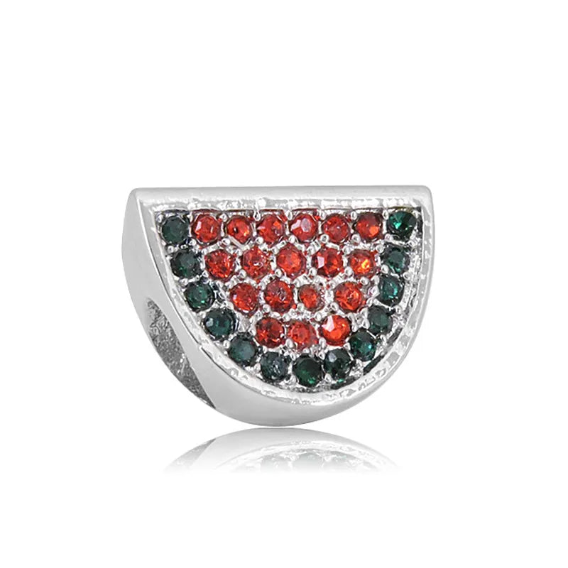 Ατσάλινο Charm Καρπούζι με Κόκκινες & Πράσινες Πέτρες (C3041)