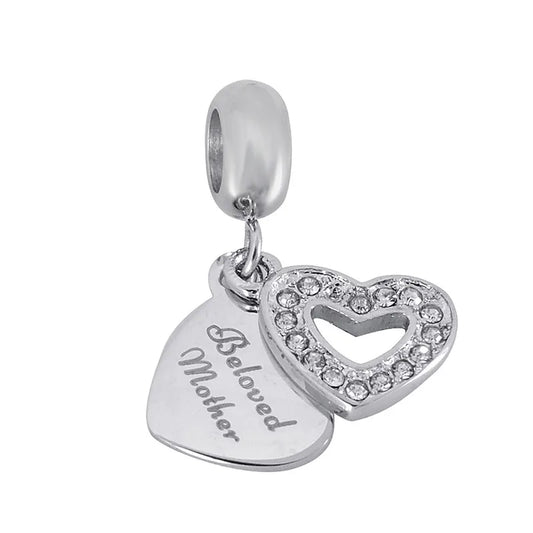 Charm Καρδιά “Beloved Mother” από Ατσάλι (C3043)