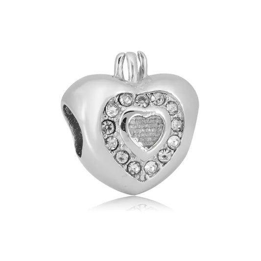 Charm Μήλο με Καρδιά από Ατσάλι (C3044)