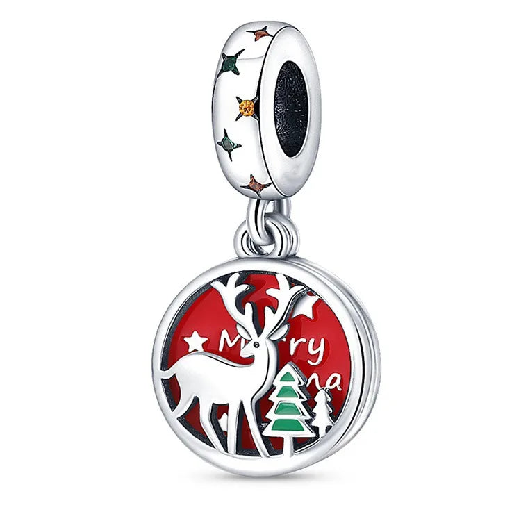 Ασημί Ατσάλινο Charm Τάρανδος "Merry Xmas" (C3059)
