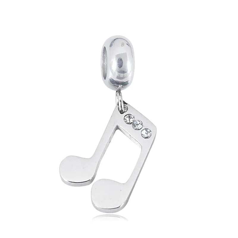 Ασημί Ατσάλινο Charm Μουσική Νότα με Ζιργκόν (C3062)