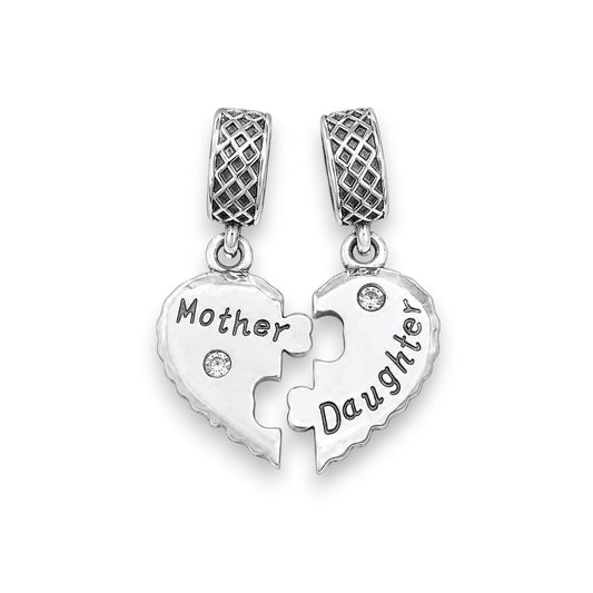 Ασημένιο Charm 925 Mother Daughter Καρδιά (C1389)
