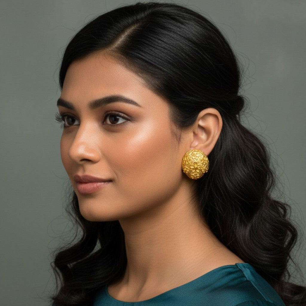 Ατσάλινα καρφωτά σκουλαρίκια επιχρυσωμένα 3cm (E1524)