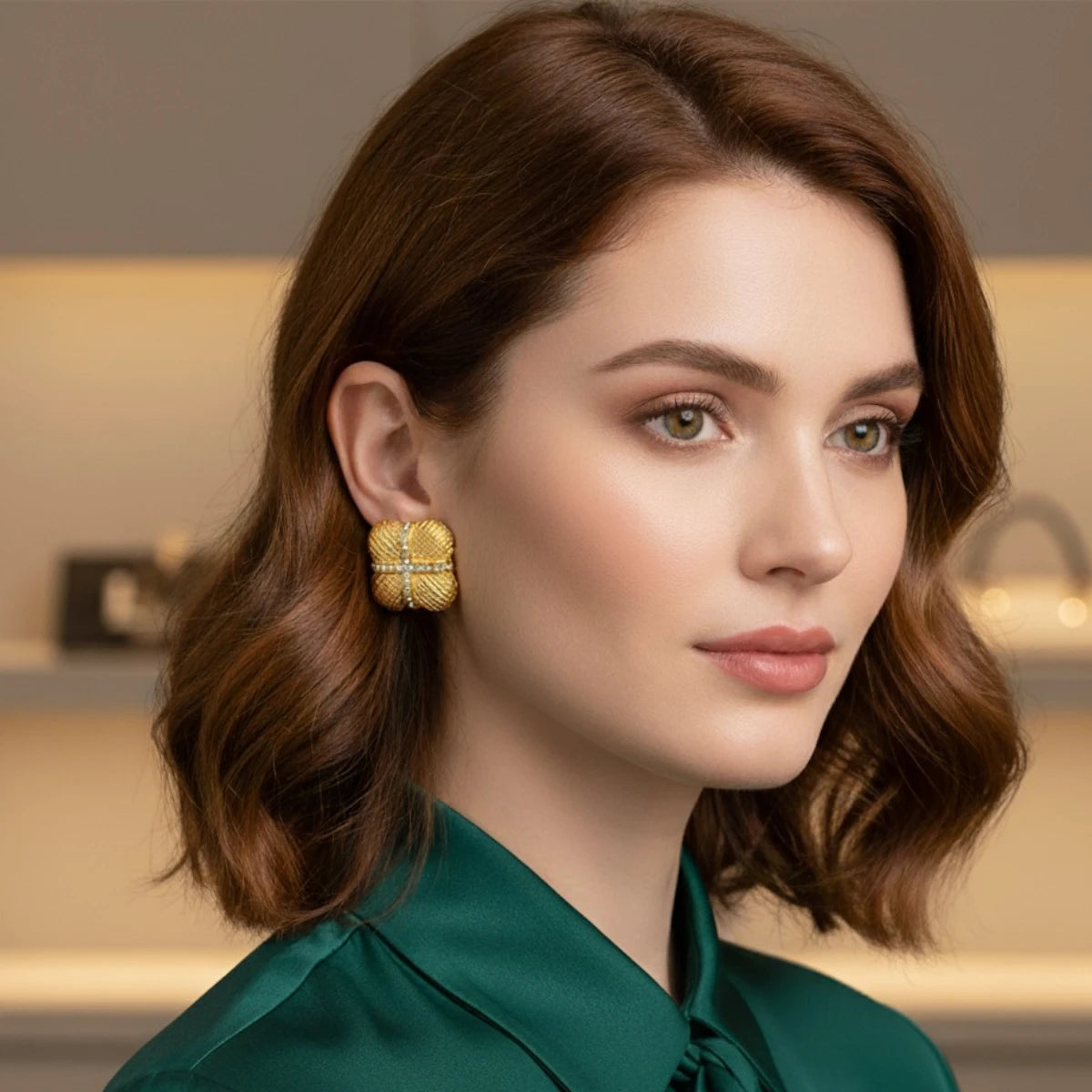 Ατσάλινα καρφωτά σκουλαρίκια με ζιργκόν 1.8cm (E1532)