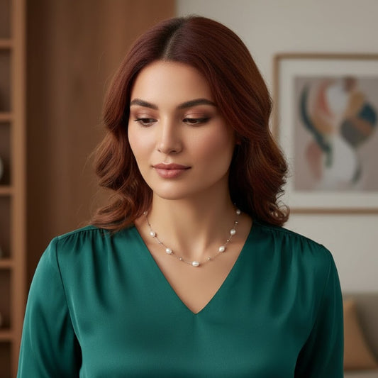 Κολιέ με Καλλιεργημένα Μαργαριτάρια & Χάλκινη Αλυσίδα (N1737)