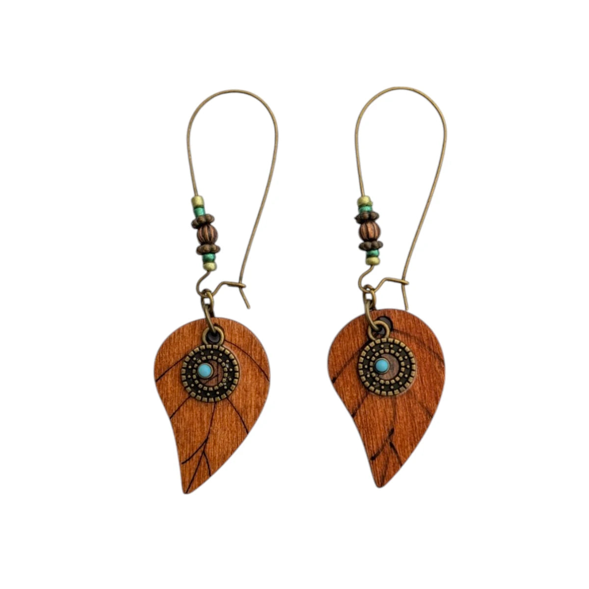 Boho κρεμαστά ξύλινα σκουλαρίκια 7cm (E1560)
