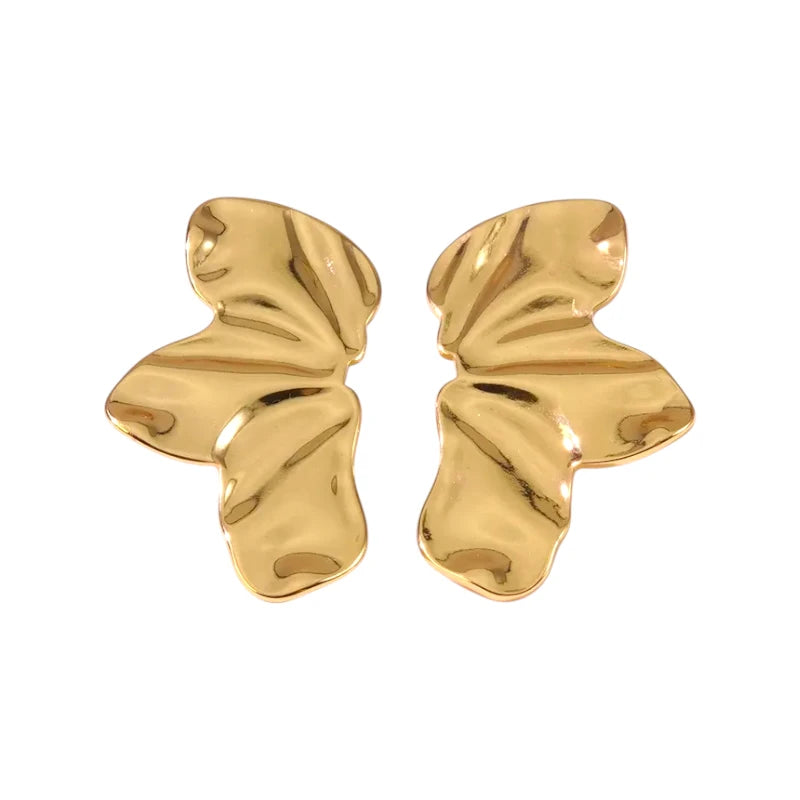 Ατσάλινα Σκουλαρίκια 4.5cm – Χρυσές Πεταλούδες (E1602)