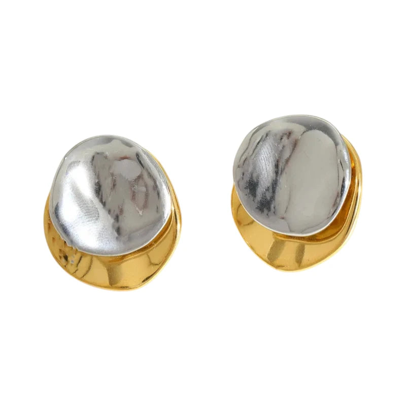 Ατσάλινα Σκουλαρίκια – Χρυσό & Ασημί (E1604)