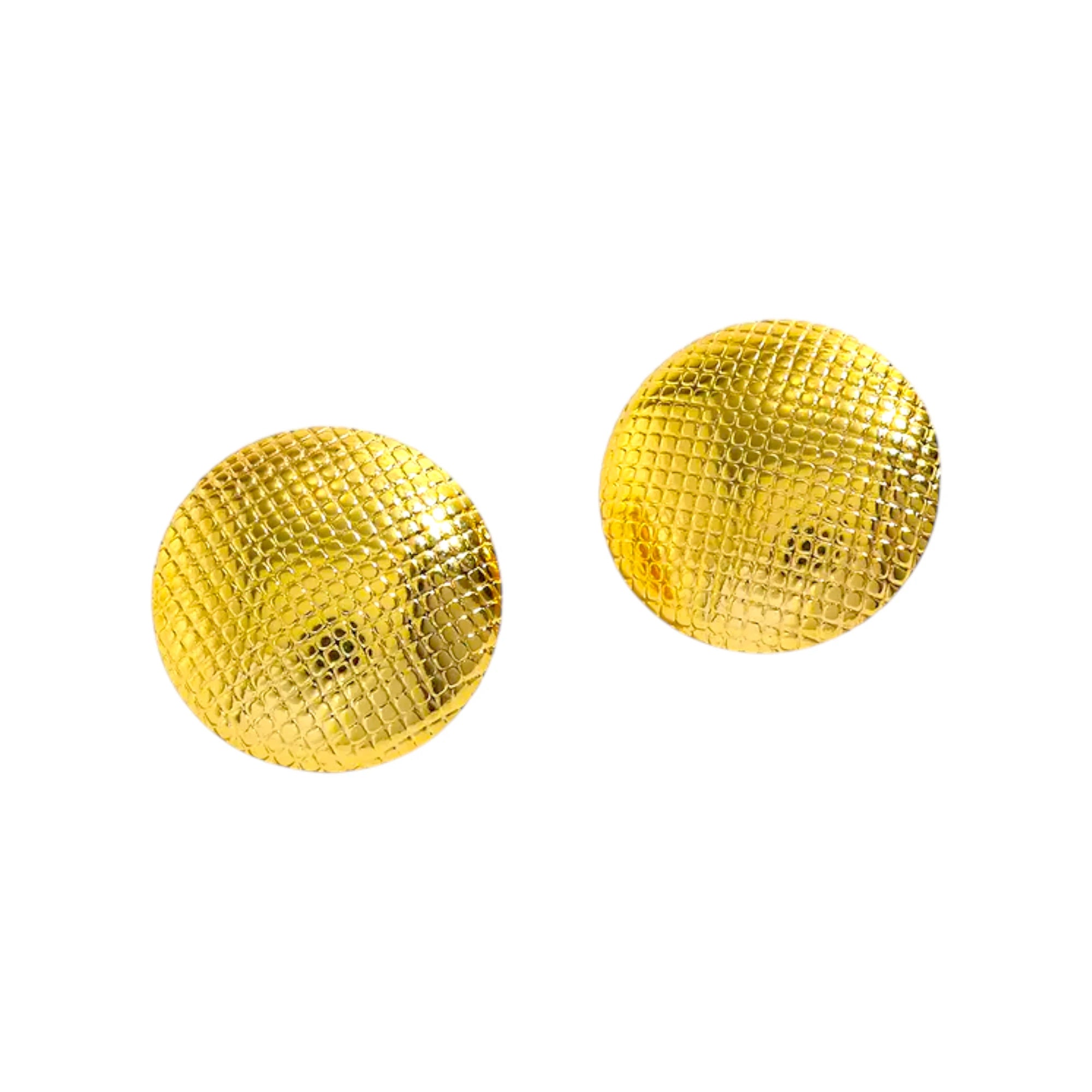 Γυναικεία Ατσάλινα Χρυσά Σκουλαρίκια 2 cm με Ανάγλυφη Πλέξη (E1610)