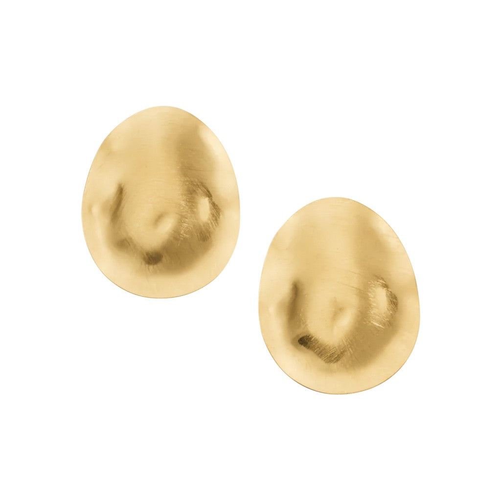 Ατσάλινα Χρυσά Σκουλαρίκια 3.5 cm με Ματ Ανάγλυφη Υφή (E1620)