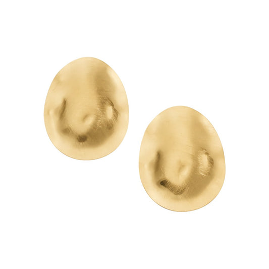 Ατσάλινα Χρυσά Σκουλαρίκια 3.5 cm με Ματ Ανάγλυφη Υφή (E1620)