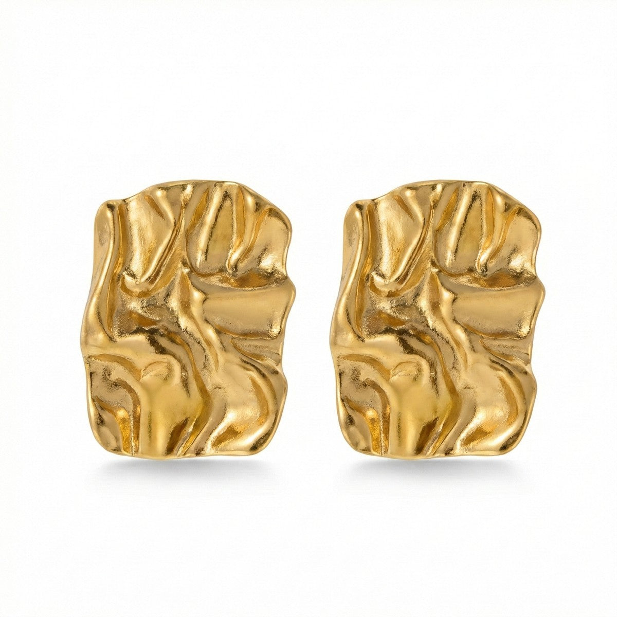 Σκουλαρίκια Καρφωτά Ορθογώνια από Ανοξείδωτο Ατσάλι – Χρυσό 3.5cm (E1635)