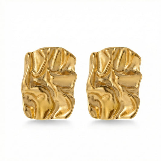 Σκουλαρίκια Καρφωτά Ορθογώνια από Ανοξείδωτο Ατσάλι – Χρυσό 3.5cm (E1635)