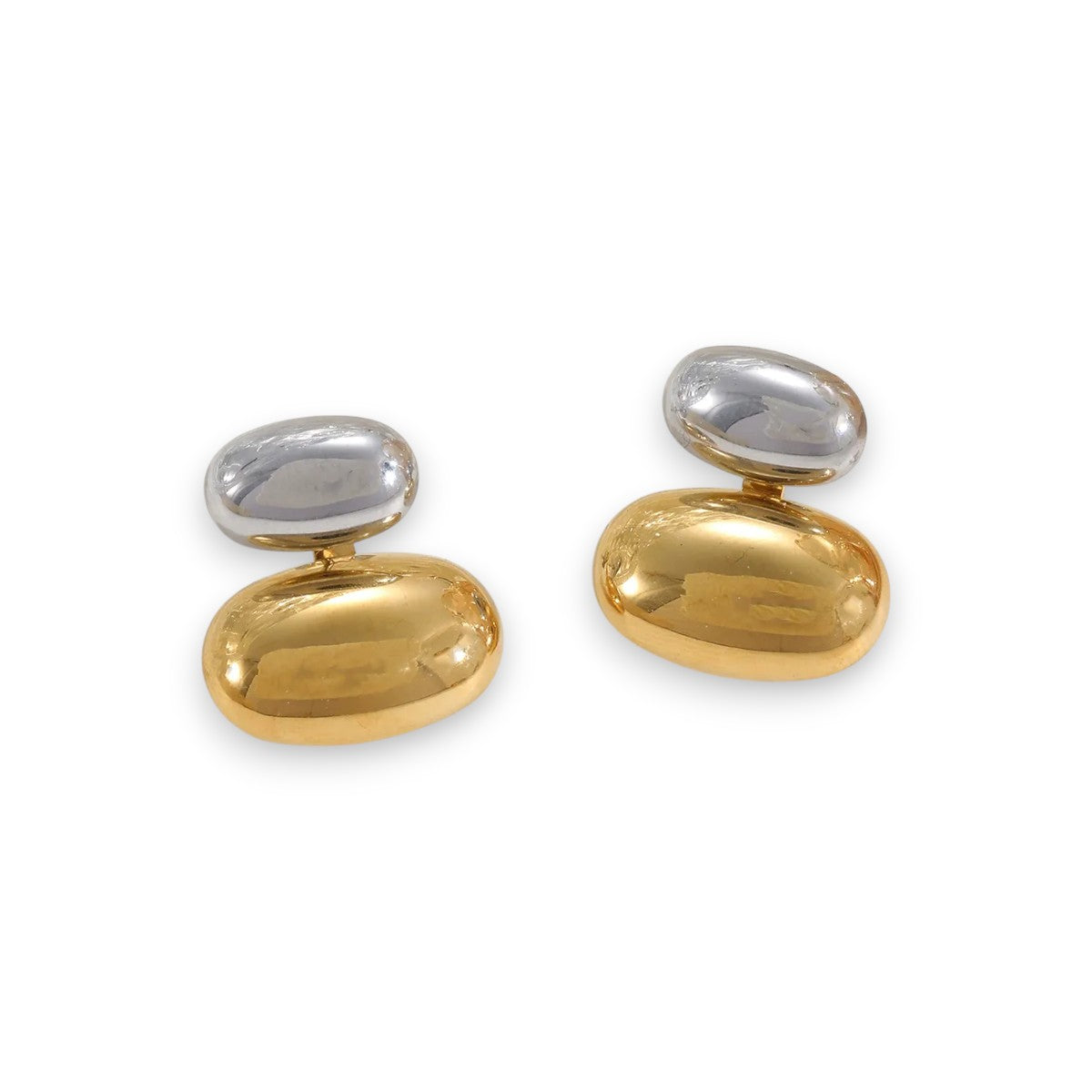 Ατσάλινα καρφωτά σκουλαρίκια με διπλό, στρογγυλεμένο όγκο 2cm (E1649)