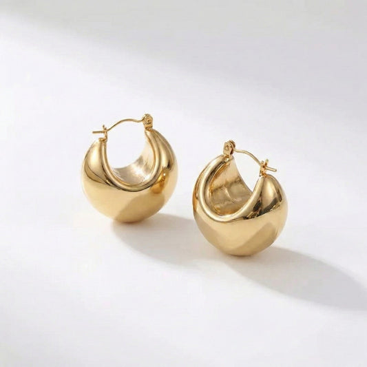 Σκουλαρίκια Κρίκοι Ατσάλι Χρυσό 2.5 x 2.3 cm (E1648-1)