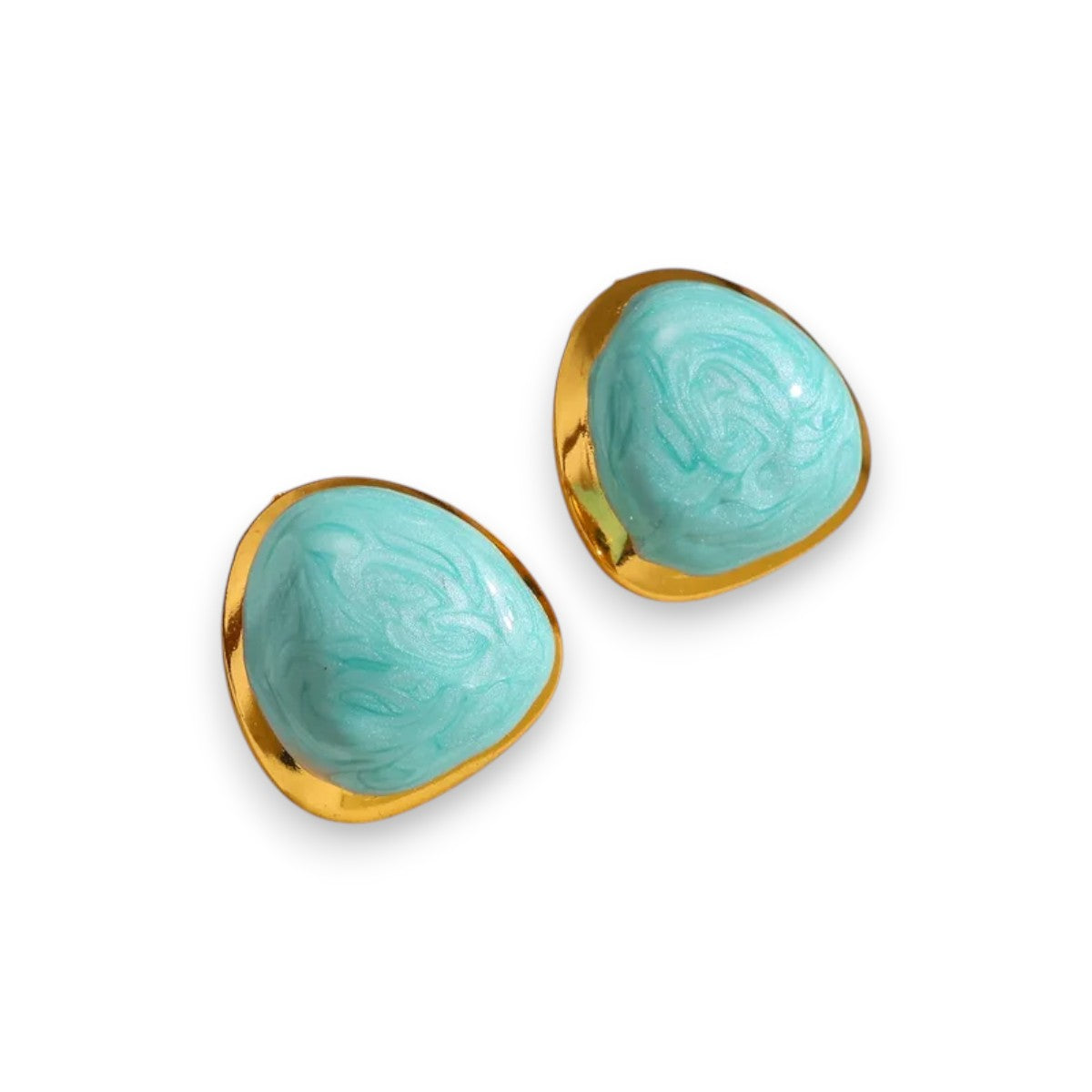 Ατσάλινα καρφωτά σκουλαρίκια με σμάλτο σε τιρκουάζ απόχρωση 1.8cm (E1656)