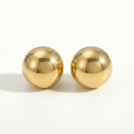 Ατσάλινα καρφωτά σκουλαρίκια με στρογγυλό, θολωτό σχήμα 1.4cm (E1658)