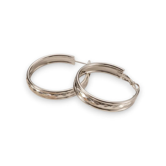 Ατσάλινοι Κρίκοι Ασημί 4 cm (E1695)