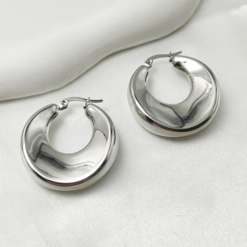 Ατσάλινα Σκουλαρίκια Κρίκοι Chunky 3,2cm (E1700)