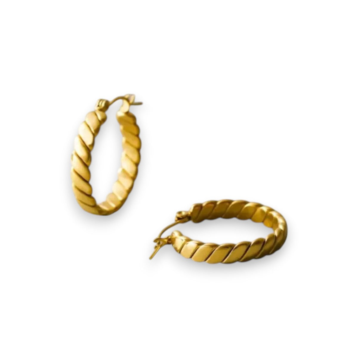 Ατσάλινα Σκουλαρίκια Κρίκοι Rope Χρυσά 2,5cm (E1701)