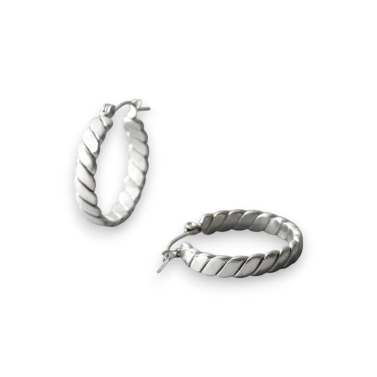 Ατσάλινα Σκουλαρίκια Κρίκοι Rope Ασημί 2,2cm (E1702)