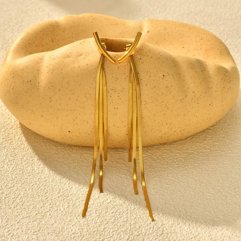 Ατσάλινα Μακριά Σκουλαρίκια με Αλυσίδες 10 cm (E1713)