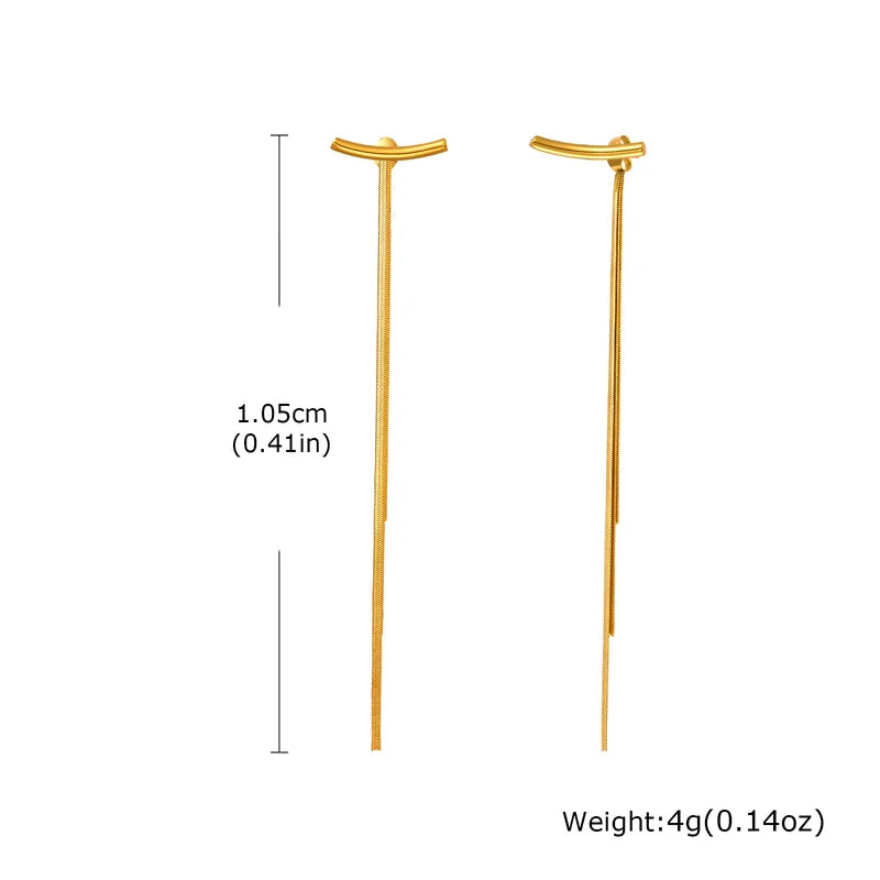 Ατσάλινα Μακριά Σκουλαρίκια με Αλυσίδες 10 cm (E1713)