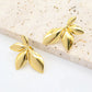 Ατσάλινα σκουλαρίκια φύλλα 3.5 cm (E3296)