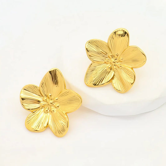 Ατσάλινα σκουλαρίκια λουλούδι – 3.4cm (E3315)