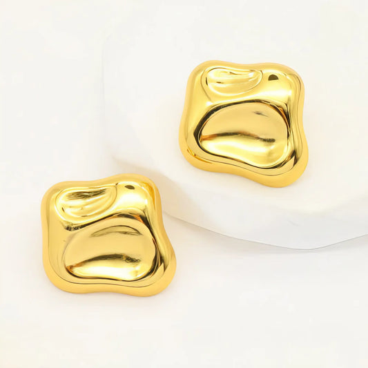 Ατσάλινα σκουλαρίκια freeform τετράγωνα – 2.6cm (E3317)