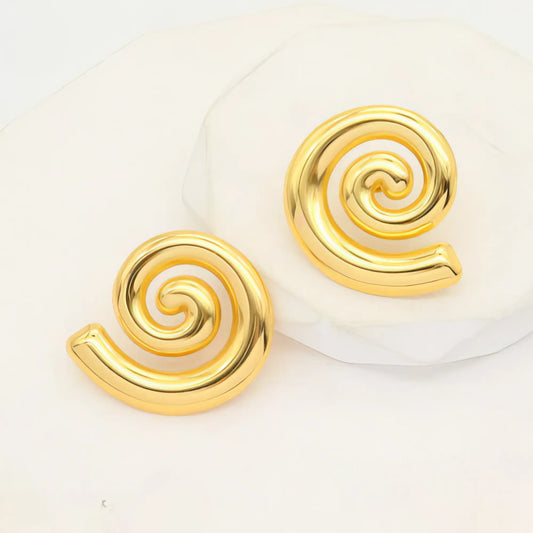 Σκουλαρίκια από ανοξείδωτο ατσάλι σε χρυσό σπιράλ 3.2cm (E3322)
