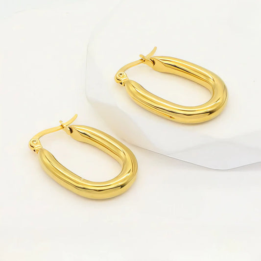 Σκουλαρίκια από ανοξείδωτο ατσάλι oval κρίκοι – 2,3 cm (E3338)