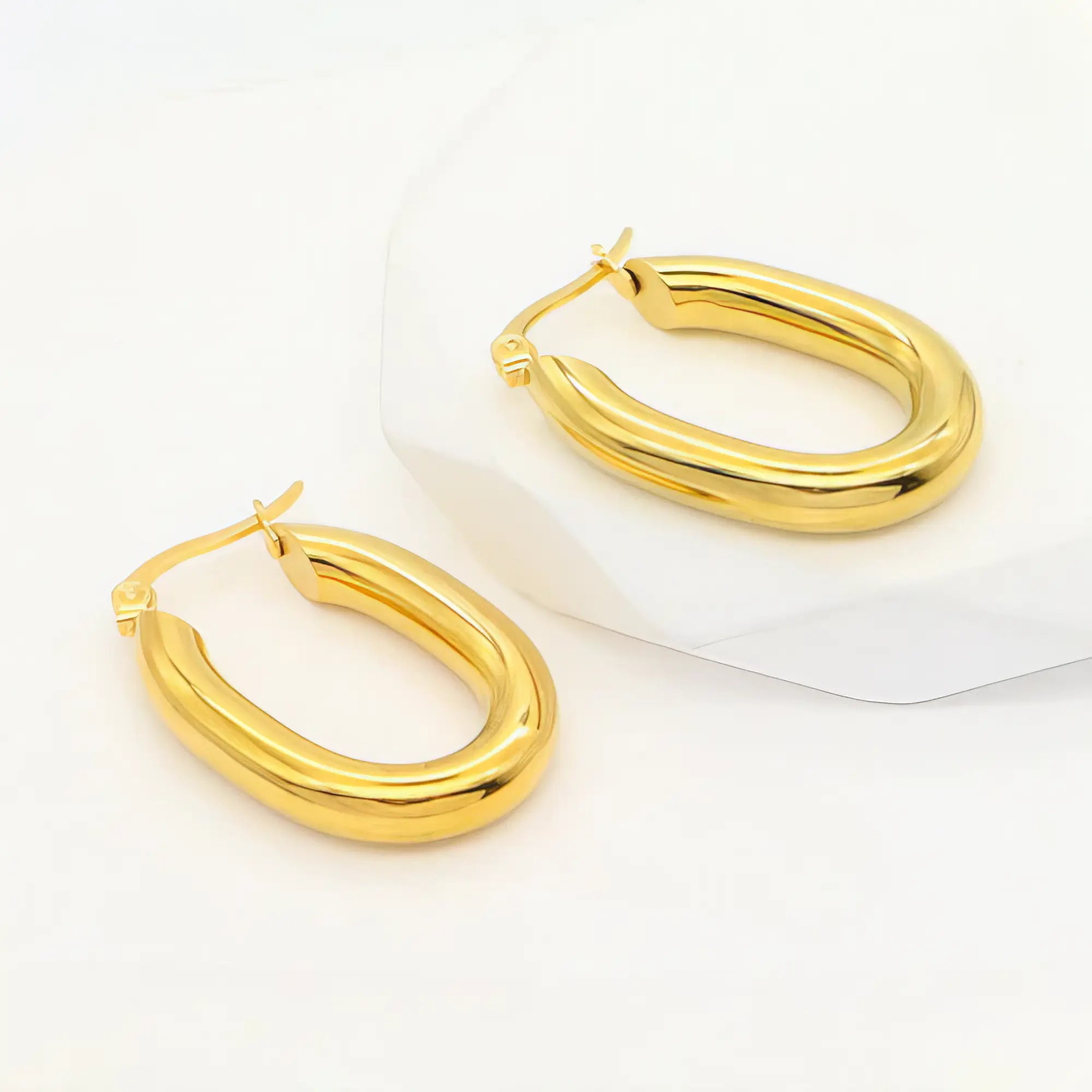 Σκουλαρίκια από ανοξείδωτο ατσάλι oval κρίκοι – 2,7 cm (E3339)