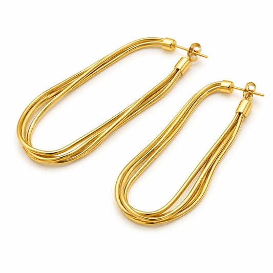 Σκουλαρίκια ατσάλι χρυσά μακριά 12,3 cm (E3383)