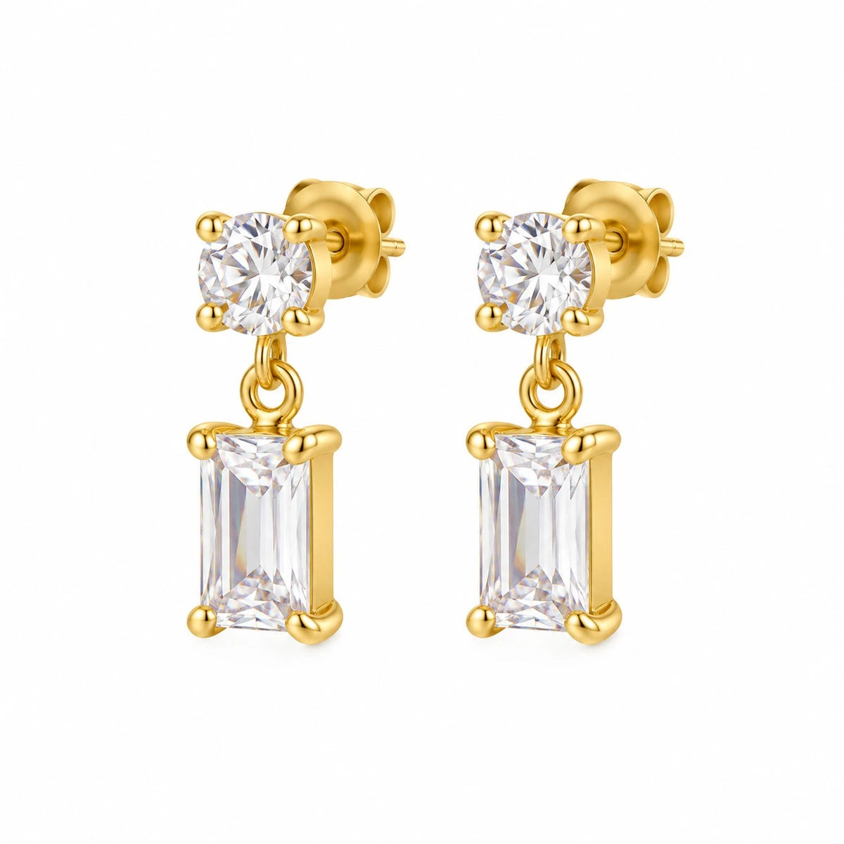 Χρυσά Ατσάλινα Σκουλαρίκια Κρίκοι με Ζιργκόν (E3475)