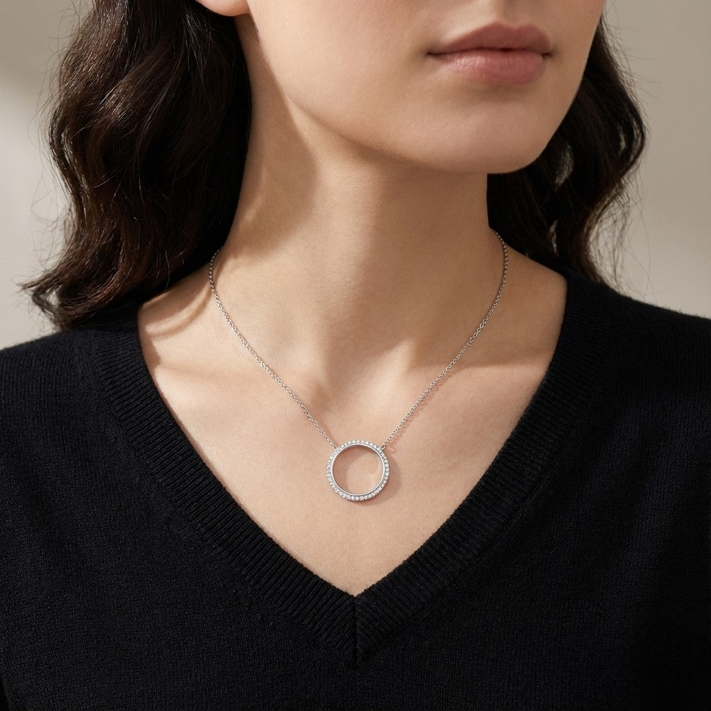 Xειροποίητο κολιέ με κυκλικό μοτίβο με κρύσταλλα Swarovski (F1063)