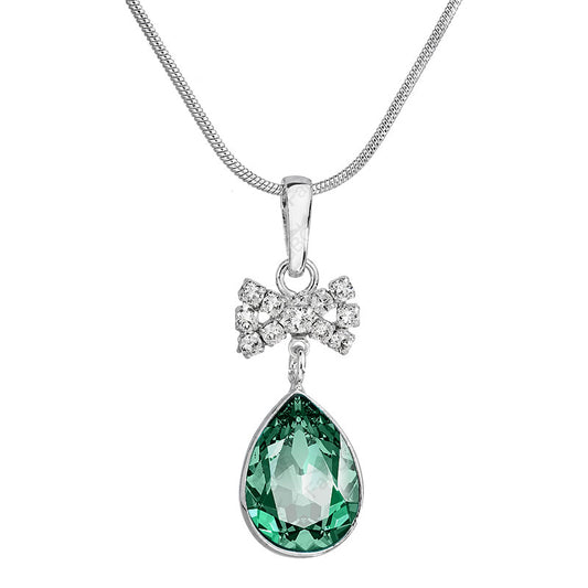 Κολιέ από ορείχαλκο με κρύσταλλο Swarovski emerald (F1119)