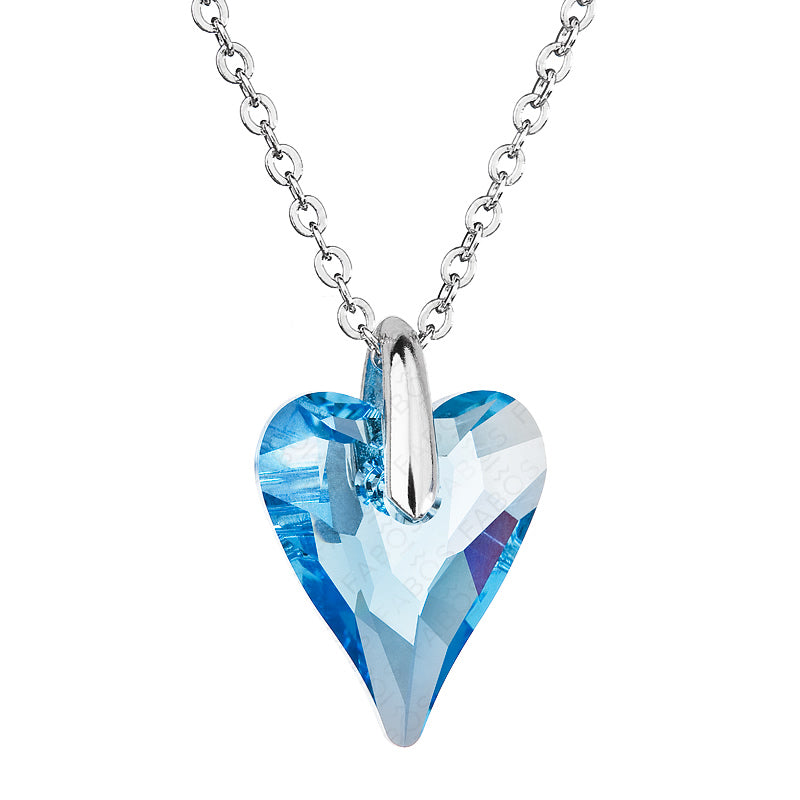 Κολιέ από ορείχαλκο με μπλε καρδιά Swarovski (F1146)
