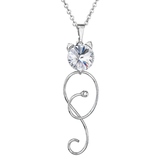 Κολιέ από ορείχαλκο με κρύσταλλα Swarovski®  γάτα ( F1147)
