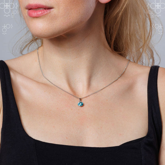 Κολιέ από ορείχαλκο με κρύσταλλα Swarovski®  0.8cm aquamarine (F1151)