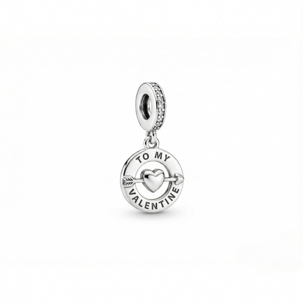 Charm από Ασήμι 925 “To My Valentine” με Καρδιά & Βέλος (C1353)