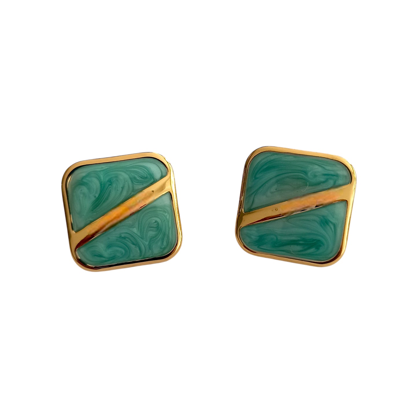 Τετράγωνα Σκουλαρίκια με Σμάλτο και Χρυσή Λεπτομέρεια – 2cm (E1606)