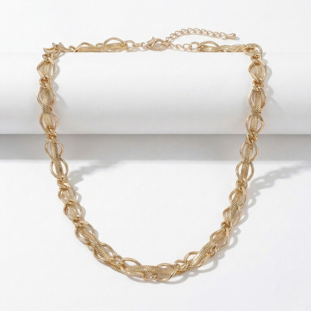 Ατσάλινη αλυσίδα λαιμού διπλή επιχρυσωμένη 18κ (N1645)