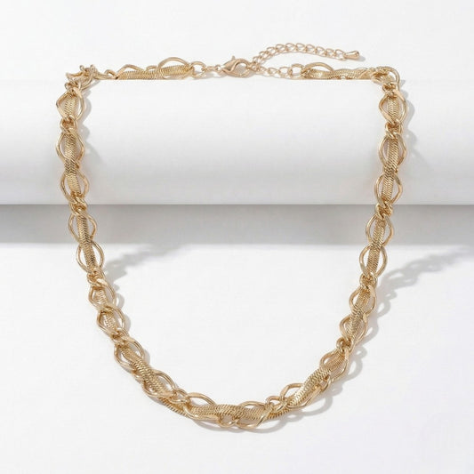 Ατσάλινη αλυσίδα λαιμού διπλή επιχρυσωμένη 18κ (N1645)