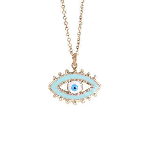 Ατσάλινο κολιέ ματάκι 18k (N1712)