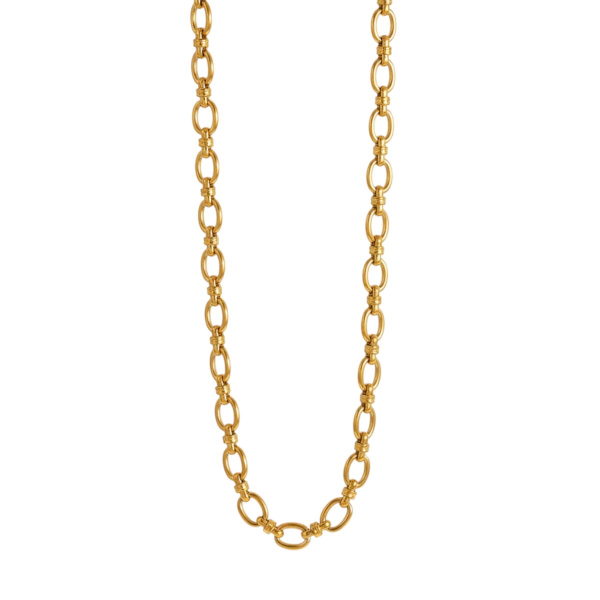 Ατσάλινο Χρυσό Κολιέ με Κρίκους (N1818)