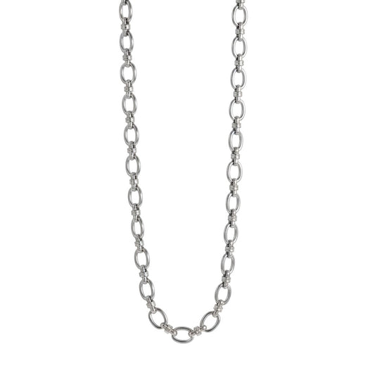 Ατσάλινο Κολιέ με Κρίκους Ασημί (N1819)